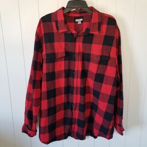 Falls Creek Flannel Shirt Mens XXL RedPlaid Long Sleeve Button Up Fall Wintet